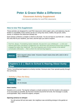 Cover of the Peter and Grace Suggested Activities