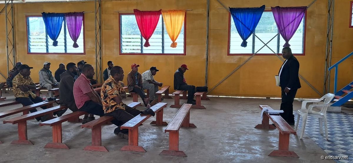 A community gathering at a local church hall in Jiwaka