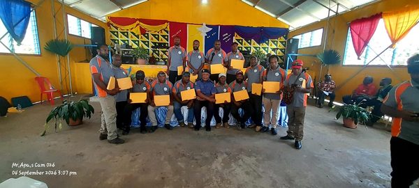 Community facilitators with their certificates on graduation day. Foursquare Gospel Church, Banz, Jiwaka. September 2026.
