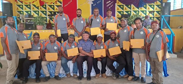 Community facilitators with their certificates on graduation day. Foursquare Gospel Church, Banz, Jiwaka. September 2026.