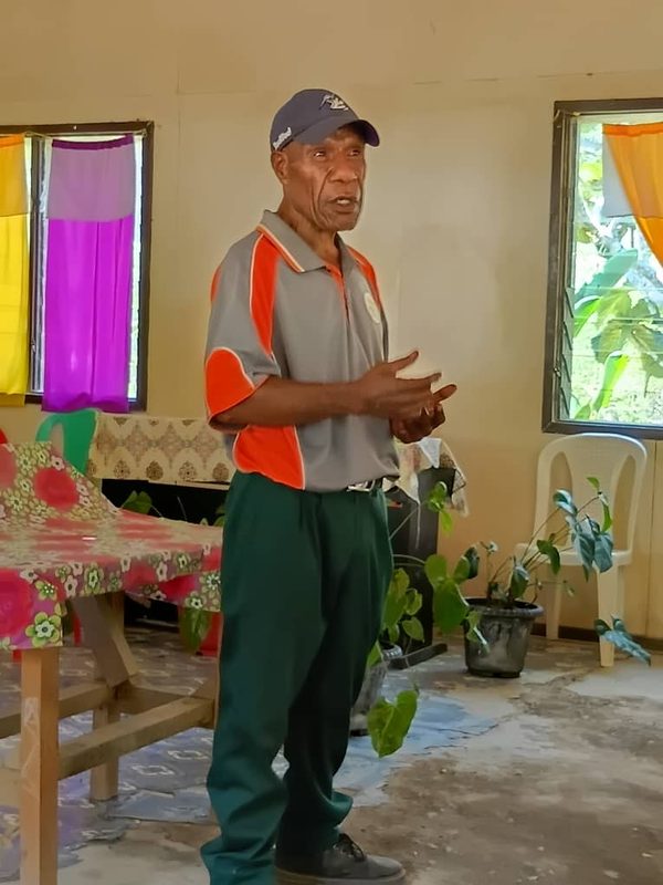 A speaker at the graduation of SARV trainers. St Christopher Alive Association, Krumugl, Simbu. September 2026.