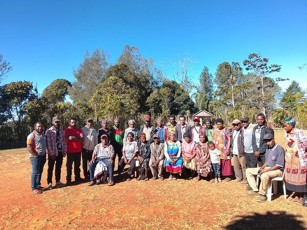 Reaching a remote community for a Community Curriculum session. Catholic Diocese of Mendi, Koea, Southern Highlands. June 2026.